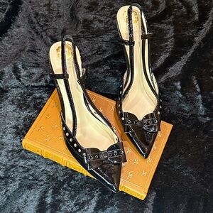 Monet Black Patent Slingback Heels